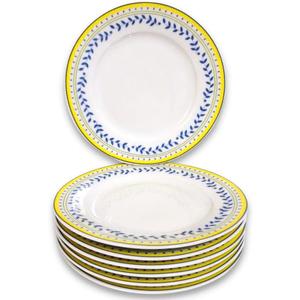 Braque Ceramic Dessert Plates Set of 6, 6-inch Dish Set - Dessert, Salad, Appetizer, Small Dinner Serving Plate-Microwave, Oven & Dishwasher Safe, Scratch Resistant-Kitchen Porcelain Dish-Olive Vine