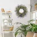 LLZLL Purple Spring Wreaths for Front Door 22 Inch Summer Wreath Artificial Violet Lavender Wreath with Eucalyptus Leaf for Spring Easter Home Decorations