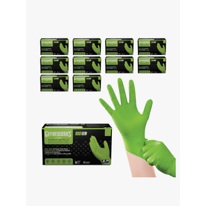 GLOVEWORKS HD Green Nitrile Gloves 1000 Pack, 8 mil Nitrile Gloves XL Size, Nitrile Disposable Gloves with Raised Diamond Grip