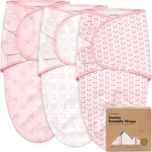 3-Pack Organic Baby Swaddle Sleep Sacks - Swaddles for Newborns, Infant 0-3 Months, Baby Girls, Boys, Soft & Snug Newborn Sleep Sack, Nursery Swaddling Blankets (Blossom, XS)