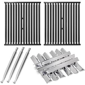 Hiorucet Grill Parts for Broil King 9864-27, 9865-24, 9865-27, 9865-54, 9865-57, 9865-74, 9865-77, 9867-74, 9867-77, Connaisseur 90, Signet 20 40 70 90, Cast Iron Grill Grates, Heat Plates, Burners