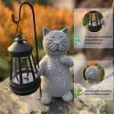 Cat Solar Garden Statues,Resin Cat Carrying Lantern Design Figurine Decorations with Solar Lights Lantern, OutdoorStatue Decor Art for Lawn Yard Front Patio Balcony