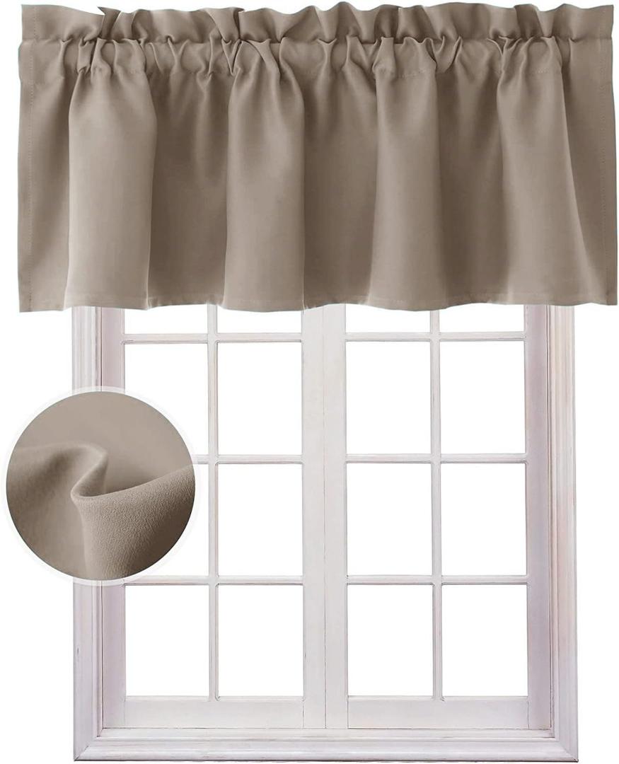 Hiasan Valance Curtains for Kitchen Blackout Thermal Insulated Solid Window Curtain Valance, Camel, 52 x 18 Inches, 1 Panel