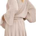 Yanekop Womens 2 Piece Sweater Skirt Set Loose Matching Lounge Sets Comfy Pajamas Set Long Sleeve Top and Skirt Sets (Beige, S)