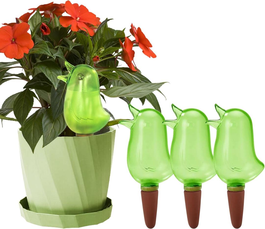 4 Pack Self Watering Spikes, Indoor Plant Watering Globes, Bird Shape Automatic Irrigation Spikes, Plant Watering Devices (Green)
