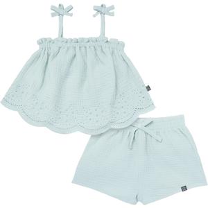 Modern Moments by Gerber Baby Girls' 2-piece Gauze Top & Short Set (Light Sky) 2T