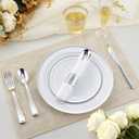 Goodluck 320 PCS Silver Disposable Plastic Dinnerware Set for 40 Guests, Include 40 Dinner Plates, 40 Dessert Plates, 40 Napkins with Silverware, 40 Cups, 40 Champagne Glasses, for Christmas, Wedding