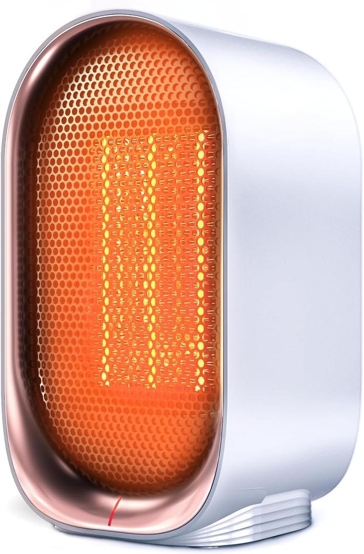 Space Heater, Portable Small Heaters for Indoor Use, Electric Desk Heater with Overheat and Tip-Over Protection, Mini Personal Heaters for Home Office Workspace, White