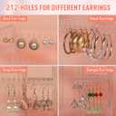 360 Rotating Earring Holder Organizer Stand,5 Tiers Acrylic Jewelry Organizers and Storage,Stud Earring Organizers and Storage,212 Holes and 212 Grooves for Earrings Necklaces chain bracelet