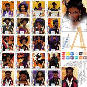 Zhanmai 20 Pack Pre Drawn Canvas for Painting Drawn Canvas Paint Kit Pre Printed Canvases for Sip and Paint Party Favor DIY Virtual Party Birthday Gifts Adult's Date Night(Witch Couple)