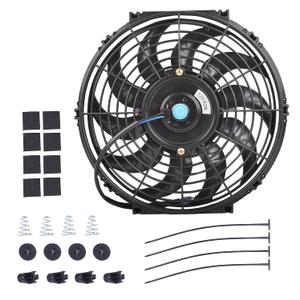 12 Inch Slim Fan Push Pull Electric Radiator Cooling Fan Universal High Performance 12V 80W Motor with Fan Mounting Kit (Black)