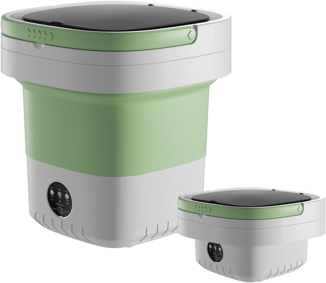 Portable Washing Machine, 16L Large Capacity Laundry Washer Cleaning for Underwear, Baby Clothes, Shirts,Small Delicates. Foldable Mini Washer and Dryer Combo for Apartment,Hotel,Camp,RV,Travel(Green)