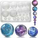 RESINWORLD 20-Cavity Sphere Molds for Resin, Round Ball Resin Mold, Silicone Orbs Mold for Jewellery Making