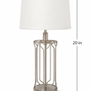 20" Modern Table Lamp With Cage Metal Base And White Shade. Soft Ambient Light, Perfect For Bedside Or Living Room Use.