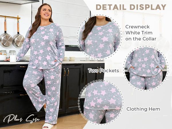 Netsmile Women's Pajama Sets 2 Piece Ladies Long Sleeve Pjs Fall Loungewear Soft Sleepwear with Pockets, S