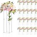 Geetery 20 Pieces Tall Acrylic Vase Wedding Centerpieces Clear Flower Stand Column Geometric Floral Vase Elegant Display Holder for Birthday Party Wedding Table Decorations (20 Inch)