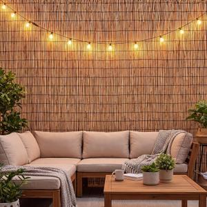 Barydat 1 Pcs 4 x 30 ft Reed Fence Roll, 85% Shade Bamboo Privacy Screen, Natural Decorative Reed Fencing for Outdoor Garden Backyard Patio Balcony