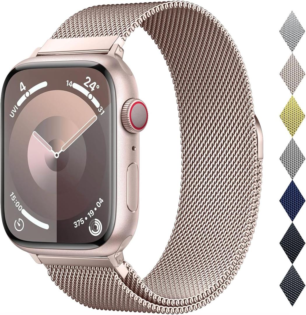 Original Stainless Steel Milanese Loop Compatible with Apple Watch Band 38mm 40mm 41mm 42mm, Magnetic Clasp Replacement Band for iwatch Series 10, 9, SE, 8 7 6 5 4 3 2 1, Women & Men