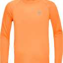 Boys UPF 50+ Swim Shirt Long Sleeve, 1 or 2 Pack UV Sun Protection Rash Guard, Youth Kids SPF Water Shirts for Beach Surf (Orange, XS)