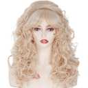 22 Inches Retro Beehive Blonde Wigs for Women Long Wavy Wig with Bangs Synthetic Natural Wig for 60s 70s 80s Cosplay,Halloween, Daily Use