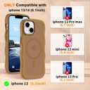 Hualele Magnetic for iPhone 13 & iPhone 14 Case, Compatible with MagSafe, Military Grade Dropproof Translucent Matte Back Cute Curly Wave Edge Slim Phone Case,Brown