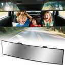 Rear View Mirror, Chrome Anti-glare Panoramic Rear Mirrors Universal 14 Inch Convex Car Interior Clip on Extra Big Wide Angle Rearview Mirror Extender to Reduce Blind Spot for Car SUV Trucks