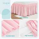 Vocander Pink Bed Skirt Queen Size 14 Inch Drop, Elastic Wrap Around Dust Ruffle Bed Skirting Easy to Put, Adjustable Tailored Bedskirts Fade & Wrinkle Resistant