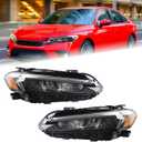 Duolctarms Chrome Pair W/DRL Full LED Headlight Headlamp Assembly Compatible for 2022-2025 Honda Civic EX/LX HO2502205 HO2503205 33150T20A52 (Left & Right)