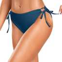 Zmart String Tie Side Bikini Bottoms - Women Full Coverage Swimsuit Bottom Mid Rise Mid Waist Swim Bathing Suit Bottom (Medium, Blue)