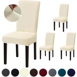 Chair Covers, Stretch Dining room chair covers set of 4, Removable Washable Chair Covers for Dining Chairs, Dining Chair Slipcovers for Dining Room, Hotel, Ceremony, .Beige