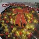 Lulu Home 16 Inch Pre-lit Christmas Wreath with Hook, Battery Operated Christmas Wreath Decorative Christmas Balls Hanging Ornament, Artificial Door Wreath 40 Clear LED Lights