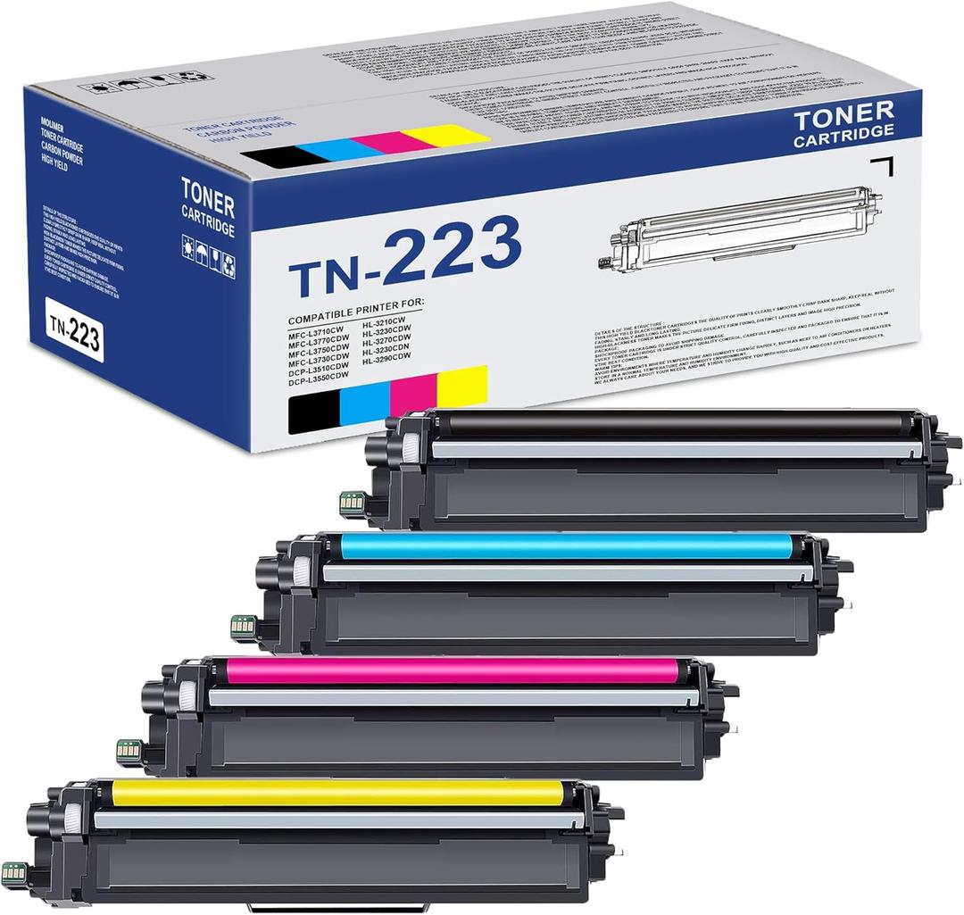 4 Pack TN-223 TN223 TN227 TN-227BK/C/M/Y Toner Replacement for Brother TN223BK/C/M/Y Toner Cartridge for TN223BK, TN223C, TN223M, TN223Y Toner Cartridge Set, TN2234PK
