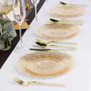 150PCS Gold Plastic Silverware, Heavy Duty Utensils, Disposable Plastic Cutlery Silverware Include 50 Forks, 50 Knives, 50 Spoons for Party and Wedding, Shiny Bead