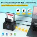 WAVLINK USB 3.0 and USB C to SATA Dual-Bay External Hard Drive Docking Station for 2.5/3.5 Inch HDD/SSD with UASP (6Gbps), Support Offline Clone/Duplicator Function [16TB X2 ]-Black