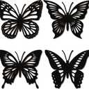 Qunclay 4 Pcs Wooden Butterfly Wall Decor Large Butterfly Wall Art Boho Home Hanging Modern Sculpture Decorations Modernist Signs for Living Room Bathroom Yard Gallery Indoor Outdoor(Black)