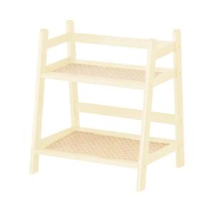 Bamboo Double Layer Rack Desk Storage Shelf Water Cup Jar Display Stand Kitchen Organizer Countertop Serving Stand, White, S