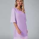 LookbookStore 3/4 Sleeve Dress for Women Shift Cute Summer Tunic Floral Lace Dresses (Purple, S)