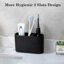 Luxspire Toothbrush Holder, 2 Slots Toothbrush and Toothpaste Holdersfor Bathrooms, Resin Toothbrush Holder Electric Toothbrush Stand for Vanity Countertop, Bathroom Accessories, Matte Black
