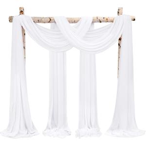 Wedding Arch Draping Fabric,4 Panels 28" x18ft White Wedding Arch Drapes for Ceremony Sheer Chiffon Fabric Drapes Arbor Drapery Decorations for Reception Party