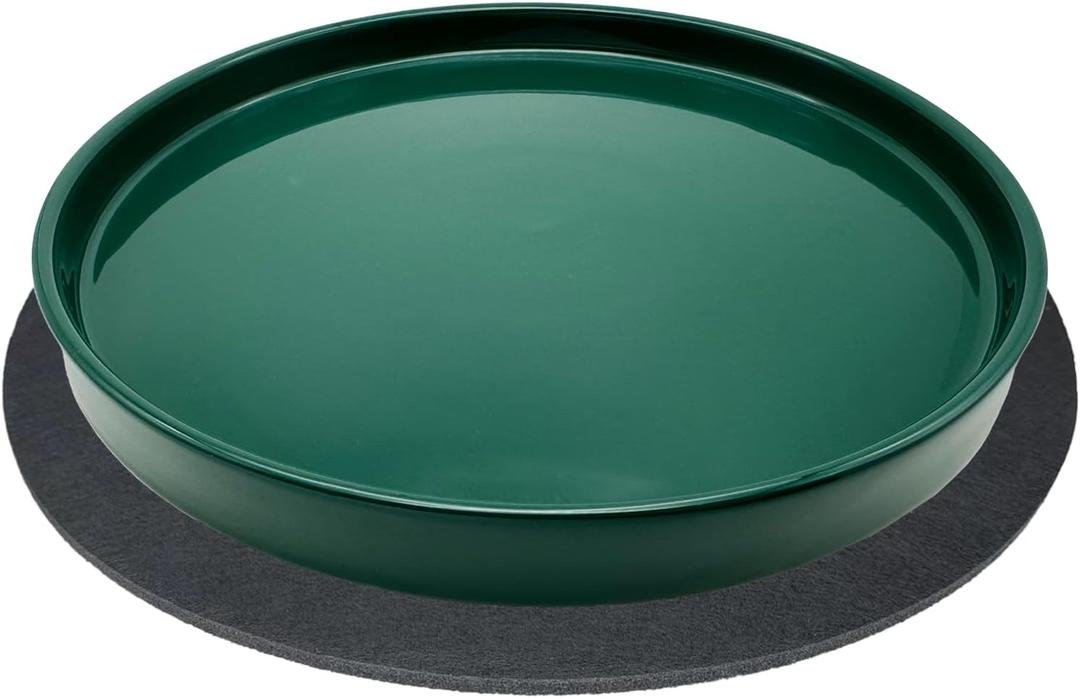 Ceramic Plant Saucer Pot Tray 10 Inch, Planter Saucers 4 5 6 7 8 9 10 11 12 13 Inch for Indoors Outdoor, Durable Sturdy Flower Drainage drip Water Tray for Glazed Pots Base (10.7 Inch-Green)