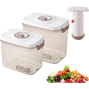Vacuum Seal Containers - Marinade and Keep Food Fresh with Time Dial, BPA Free, Drainer, Microwave Friendly - 2 Piece Set (11.5Cups+19.5Cups)