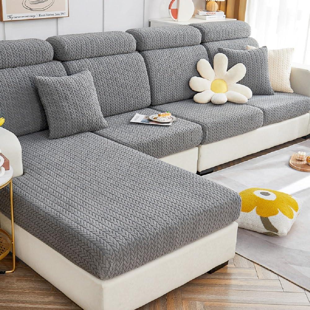 Sofa Covers Soothing Home Sofa Covers Sofa Hero Covers Couch Cushion Covers for Dogs Stretch Couch Covers Slipcovers for Couches and Sofas (Wheat-Gray,Back Cover M)