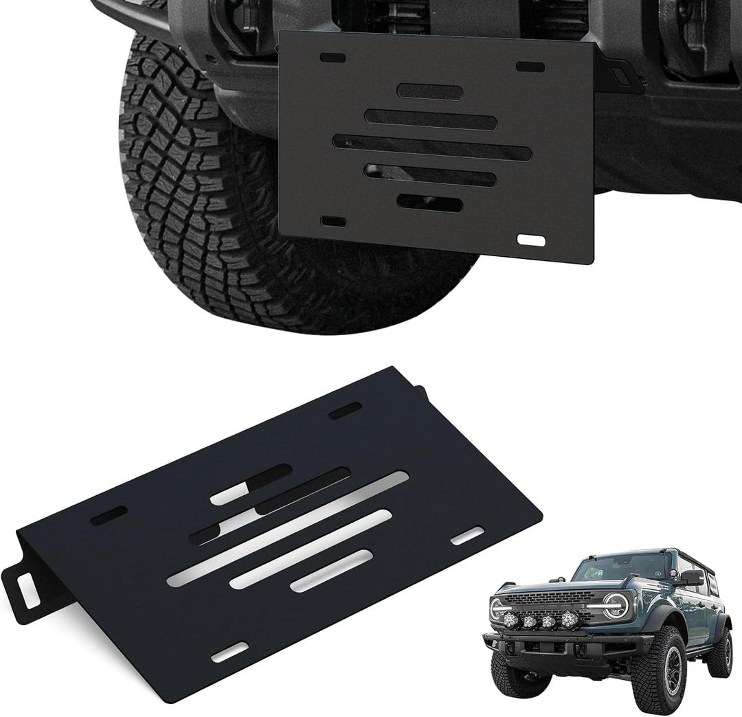 Front License Plate Bracket for Ford Bronco, Aluminum License Plate Mounting Holder Compatible with 2021 2022 2023 2024 Ford Bronco, License Plate Frame, Black