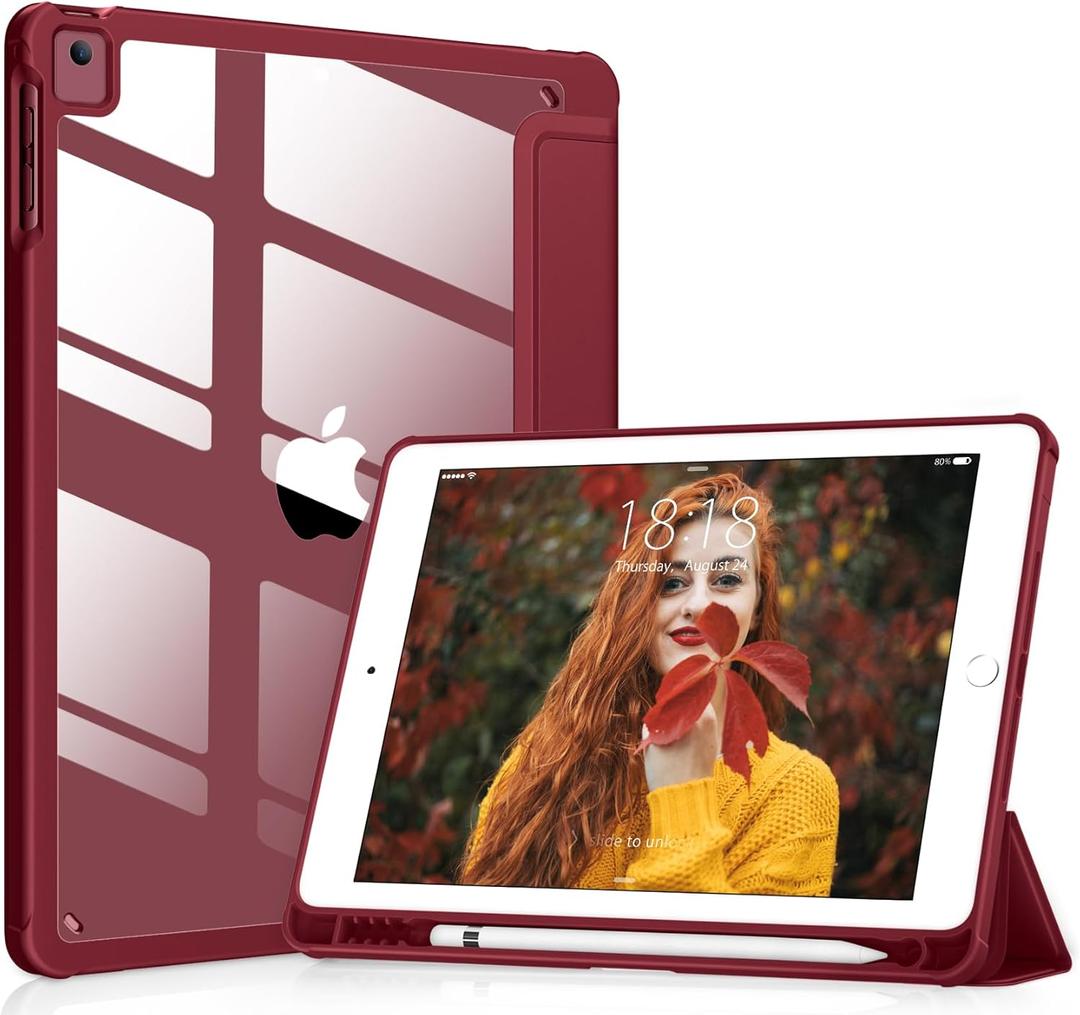 VIKESI for iPad 6th / 5th Generation 9.7 inch Case (2018/2017), iPad Air 2 & 1 (2014/2013) Case, Clear Back, Smart Cover [Built-in Pencil Holder, Auto Sleep/Wake]