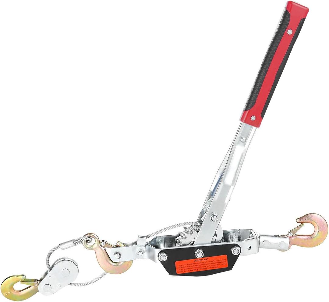 5 Ton Come Along Winch, Heavy Duty 3 Hook Steel Cable Dual Gear Power Puller for Towing Lifting, Moving Boats Tighten Fence and Tree Transporting Logs 10000 LBS Load Capacity