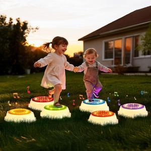Light Up Stepping Stones for Toddlers 3-5 - 6 PCS Non-Slip Musical Stackable Step Stones, Toddler Obstacle Course Sensory Toys, Indoor Outdoor Jumping Play 1-3 Years Old Boys Girls Birthday Gifts