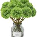 Tinsow 12 pcs Artificial Flowers Green Faux Ball Chrysanthemum Bouquet Flowers Wedding Bouquet for Spring Home Garden Party Wedding Decoration St Patricks Day Table Centerpiece