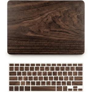 KECC Compatible with MacBook Pro 13 inch Case 2020-2025, 2016-2019 Release M2 M1 A2338 A2289 A2251 A2159 A1989 A1706 A1708 Plastic Hard Shell + Keyboard Cover, Walnut Wood
