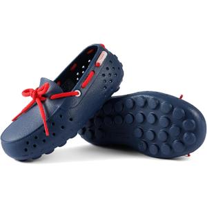 People Footwear Senna Kids - Waterproof Slip-On Rubber Loafers, Lightweight Durable Boat Shoes for Boys & Girls, Non-Slip Water Shoes for Outdoors (11 Little Kid, Mariner Blue/Red)