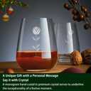 Artisanal Hand-Cut Crystal Wine Glasses 16 Oz - Monogram Stemless Wine Glasses with Engraved Initials(Letter I), Lead-Free Glassware Gift for Wine Lovers